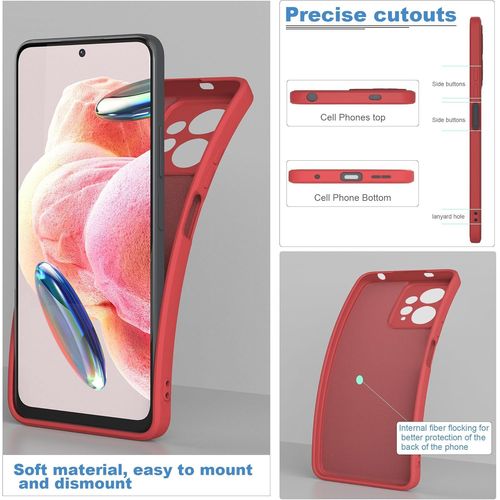 Coque Compatible Avec Pour Xiaomi Redmi Note 12 4g + 1 × Pièces Verre Trempé, Souple Silicone Mince Étui Protection Anti-Rayures Housse Pour Xiaomi Redmi Note 12 4g - Rouge