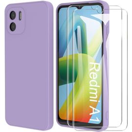 Coque Tpu Ultrafine Antichoc Pour Xiaomi Redmi A1/A2 4g + 2 Films Protecteurs D'écran - Violet Clair