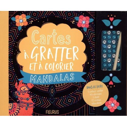 Cartes À Gratter Et À Colorier - Thème Mandalas - 5 Cartes À Gratter, 40 Coloriages, 1 Stylet, 72 Cristaux Autocollants