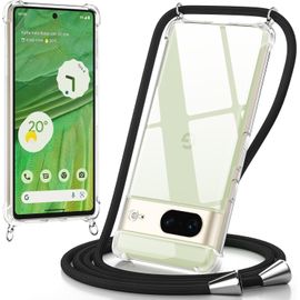 Tianyi-Coque Pour Google Pixel 7 Avec Cordon De Collier,Coque Avec Cordon Google Pixel 7 Transparent Tpu Bumper Housse Coque Collier Réglabletéléphone Portable Lanyard Case Google Pixel 7,Noir