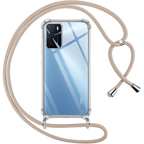 Coque Transparente Tpu Pour Oppo A16/A16s/A54s 6,52 Pouces - Housse Anti-Chute Coins Renforcés Avec Cordon Tour De Cou Réglable Kaki