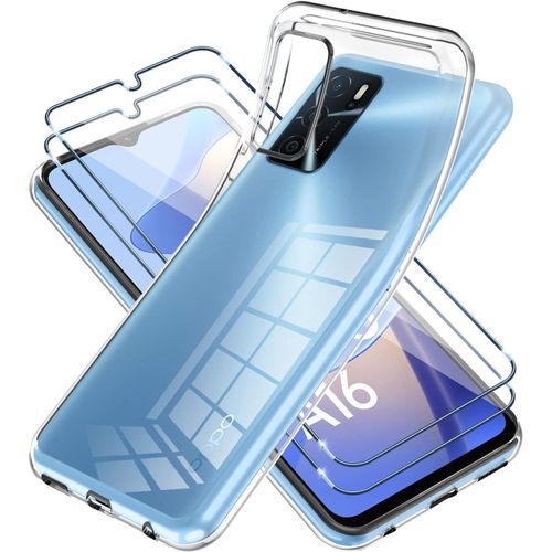 Coque Tpu Transparente Souple Anti-Choc Pour Oppo A16/A16s/A54s 6,52 Pouces + 2 Verres Trempés Inclus, Fine Anti-Rayures, Découpes Précises