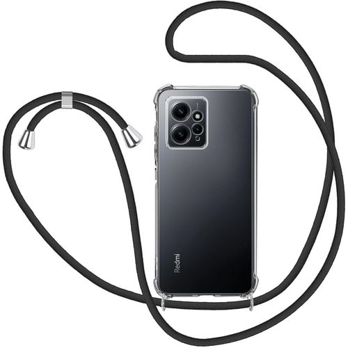 Coque Tpu Transparente Souple Antichoc Pour Xiaomi Redmi Note 12 4g Avec Cordon Tour De Cou Réglable 150 Cm - Noir