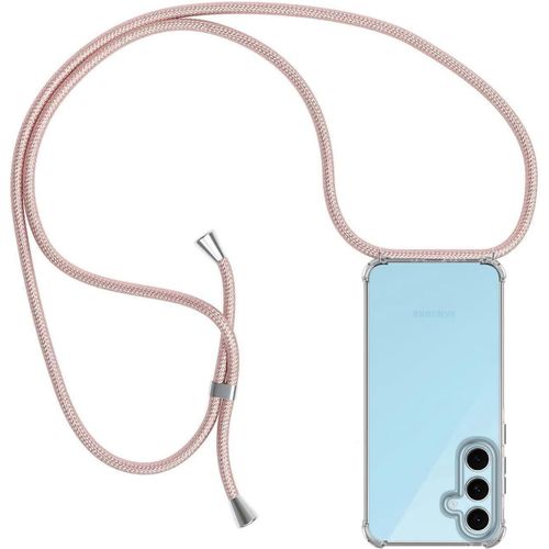 Étui Samsung Galaxy S24 Fe 5g Avec Lanière Amovible ¿ Coque Transparente Ultra-Fine En Tpu Souple Antichoc, Cordon Ajustable 1,5 M - Or Rose