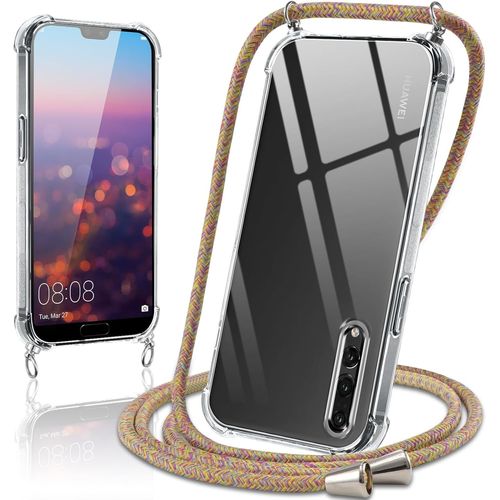 Coque Pour Huawei P20 Pro (6,1 Pouces) Transparente En Silicone Tpu Ultra Souple + Cordon Lanyard Réglable 160 Cm Antichoc Jaune