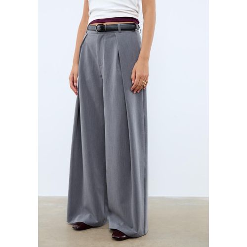 Stradivarius Pantalon Maxi-Pince Ceinture Gris Marengo 36