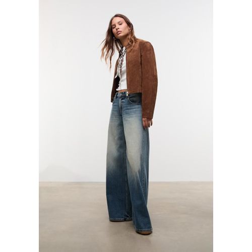 Stradivarius Blouson Court 100% Cuir Marron M