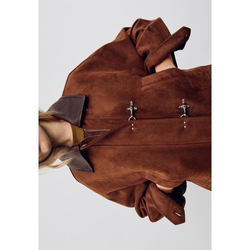 Stradivarius Veste Suédine Brandebourgs Marron L