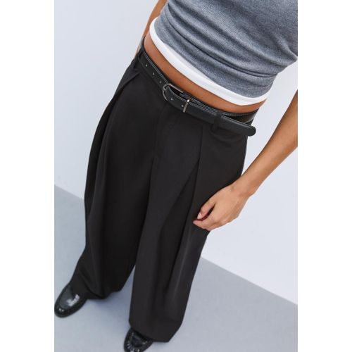 Stradivarius Pantalon Maxi-Pince Ceinture Noir 32