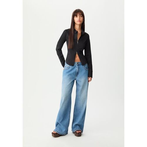 Stradivarius Haut Ajusté Zippé Noir M