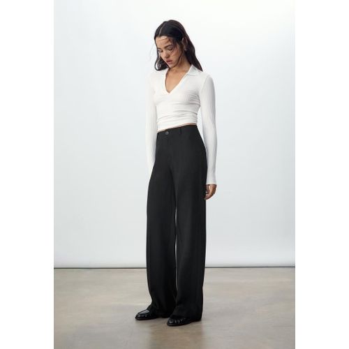 Stradivarius Pantalon Habillé Wide Leg Noir 40