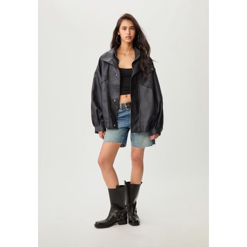 Stradivarius Blouson Oversize Similicuir Noir Xs