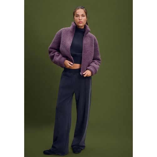 Stradivarius Blouson Zippé Effet Mouton Synthétique Prune Xs