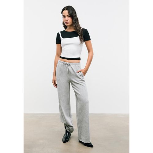 Stradivarius Pantalon Jogger À Cordons Gris Mélangé M
