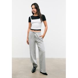 Stradivarius Pantalon Jogger À Cordons Gris Mélangé M