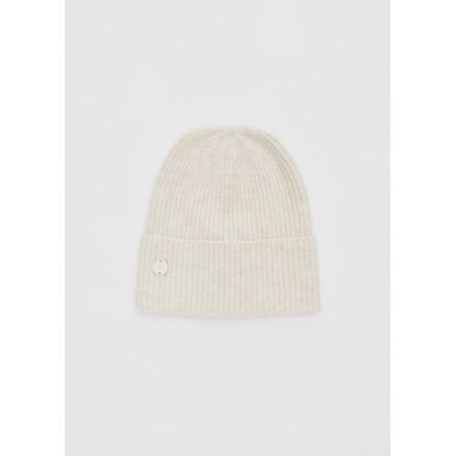 Stradivarius Bonnet En Maille Côtelée Avec Plaque Écru Os