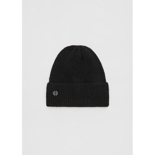 Stradivarius Bonnet En Maille Côtelée Avec Plaque Noir Os