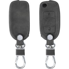 Accessoire Clef De Voiture Compatible Avec Vw Skoda Seat 3-Bouton - Coque De Clé De Voiture En Nubuck - Gris Foncé[Por044084]