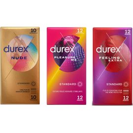 Pack Of 3 Boxes Of Condoms-Nude X10-Pleasure Me X12-Feeling Extra X12
