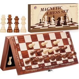 Jeu D'échecs,29x29cm Echiquier Magnetique,Pliable Echecs En Bois Avec Emplacements De Rangement,Portable Jeux D'echec De Voyage Plateau Pour Enfants Et Adultes,Chess Board Jeux De Stratégie