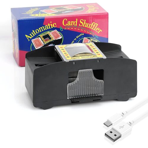 Brasseur Automatique Pour 2 Jeux De Cartes,Peut Mélanger Un Ou Deux Jeux De Cartes Aléatoirement,Alimentation Par Pile/Usb,Parfait Pour Le Poker,Le Casino