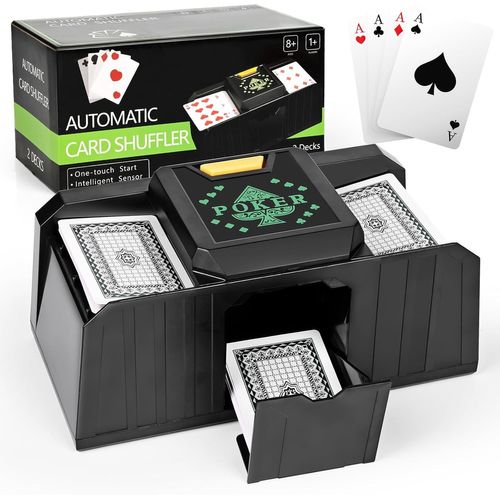 Melangeur De Carte Électronique,Shine Distributeur De Cartes À Jouer À 2 Plats,Usb/Piles Trieur De Carte Pour Jeux De Cartes Uno Texas Holdem Home Blackjack Casino Poker