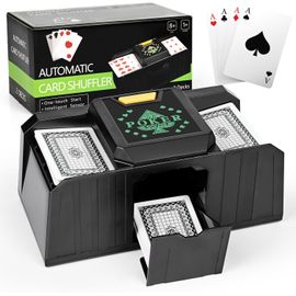 Melangeur De Carte Électronique,Shine Distributeur De Cartes À Jouer À 2 Plats,Usb/Piles Trieur De Carte Pour Jeux De Cartes Uno Texas Holdem Home Blackjack Casino Poker