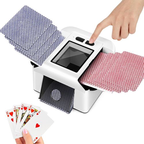 Mélangeur De Cartes Automatique,Rechargeable 2000mah Mélangeur De Carte Pour 1-2 Ponts,Automatique/Manuel 2 Modes,Mélangeur De Cartes Pour Poker/Cartes/Uno/Texas Hold'em/Blackjack