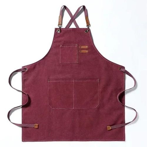 Tablier De Cuisine Professionnel En Toile,À La Mode,Pour Chef Cuisinier,Accessoire Pour Barbecue,Salon De Manucure.Burgundy.Taille Unique