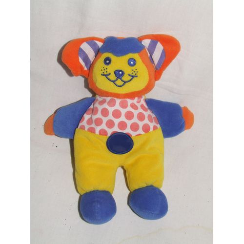 CHIEN CHAT ORANGE JAUNE BLEU POIS 22 cm