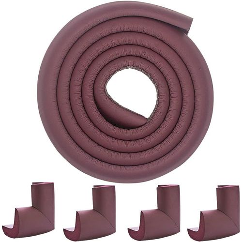 Protection Mousse D'angles Et Rebords Pour Bébés. 2 M Avec Et 4 Protège Coin. Convient Pour Table,Bureau,Cheminée,Comptoir-Coins Pointus Kit De Sécurité Enfants (Marron(4 Coins Et 2 M))