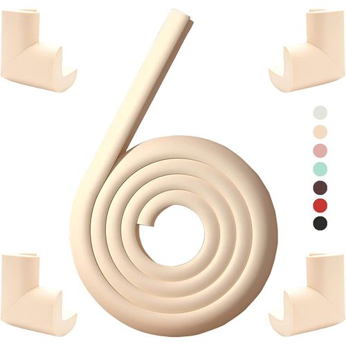 Protection Mousse D'angles Et Rebords Pour Bébés. 2 M Avec Et 4 Protège Coin. Convient Pour Table,Bureau,Cheminée,Comptoir-Coins Pointus Kit De Sécurité Enfants (Beige (4 Coins Et 2 M))