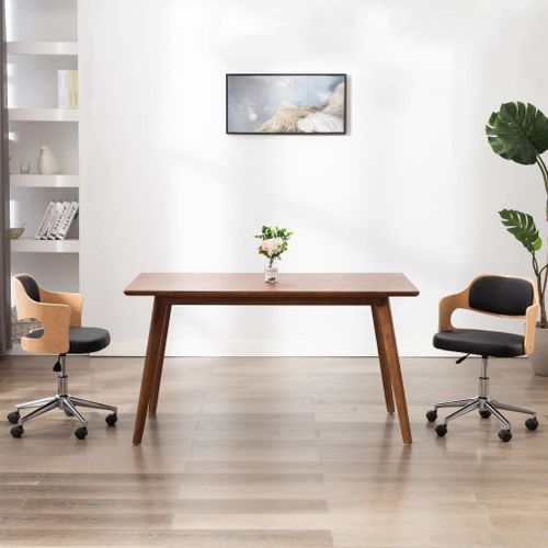 Vidaxl Chaises Pivotantes À Manger Lot De 2 Bois Courbé Et Similicuir