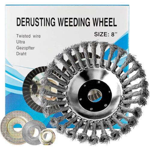 SUBZONAL-Brosse pour Debroussailleuse Tête Brosse Désherbage 8 Pouces 200 × 25,4 mm Tete Brosse de Debroussailleuse Universelle avec Accessoires Brosse pour Débroussailleuse Brosse de Désherbage