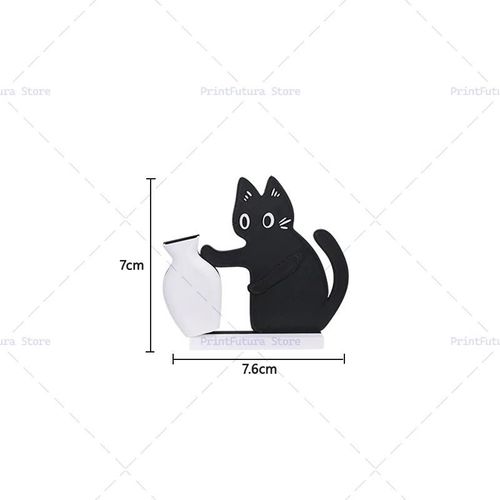 Vase Chaton Coquin Imprimé En 3D,Chat Noir Mignon,Ornement Décoratif Pour Fleurs Séchées,Porte-Stylo,Cadeau De Décoration Pour La Maison.S.