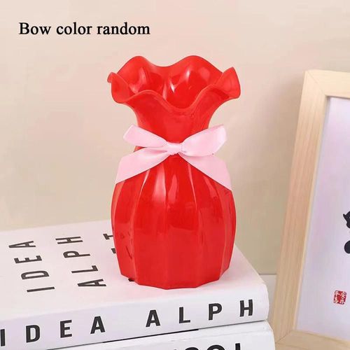 Vase À Fleurs En Plastique,Arrangement De Fleurs,Bouteille De Fleurs Sèches,Articles De Décoration Modernes Pour La Maison,Vases Doux Simples Et Créatifs.A-Red