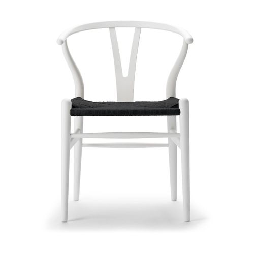 Chaise En Hêtre Soft Natural White Et Assise Tissée Noire 76cm Ch24 - Carl Hansen & S
