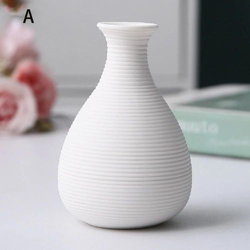 Petit Vase En Céramique Pour Plantes Hydroponiques,Décor De Fleurs Sèches,Salon,Salle À Manger,Bureau À Domicile,Étagère (Petit,Mini),1 Pièce.White A.