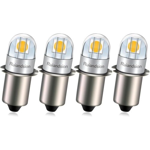 Kal-Ampoule Led P13.5s 6v 3030 2smd Chip 360° Éclairage Blanc Chaud 200lm Remplacement D'ampoule Led Pour Projecteurs De Phares Lampes De Poche Torche Lot De 4