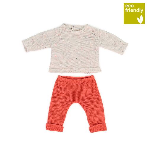 Ensemble Tricoté 38cm - Pull Et Pantalon Rouge