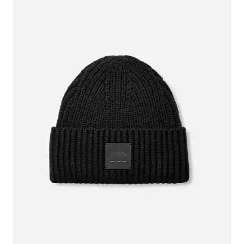 Ugg Bonnet Côtelé Épais In Black, Taille O/S, Mélange De Polyester