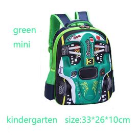 Sac à dos de voiture 3D léger et étanche,sac à dos préscolaire pour enfants de la maternelle,pour jeunes garçons et filles,green-S