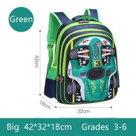 Sac à dos de voiture 3D léger et étanche,sac à dos préscolaire pour enfants de la maternelle,pour jeunes garçons et filles,Green-L