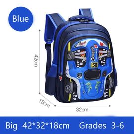 Sac à dos de voiture 3D léger et étanche,sac à dos préscolaire pour enfants de la maternelle,pour jeunes garçons et filles,Blue-L