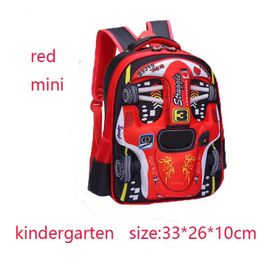 Sac à dos de voiture 3D léger et étanche,sac à dos préscolaire pour enfants de la maternelle,pour jeunes garçons et filles,red-S