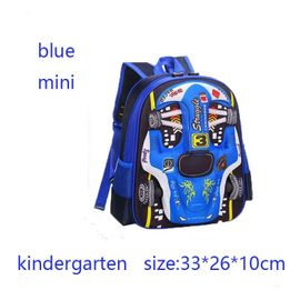 Sac à dos de voiture 3D léger et étanche,sac à dos préscolaire pour enfants de la maternelle,pour jeunes garçons et filles,bleu-S