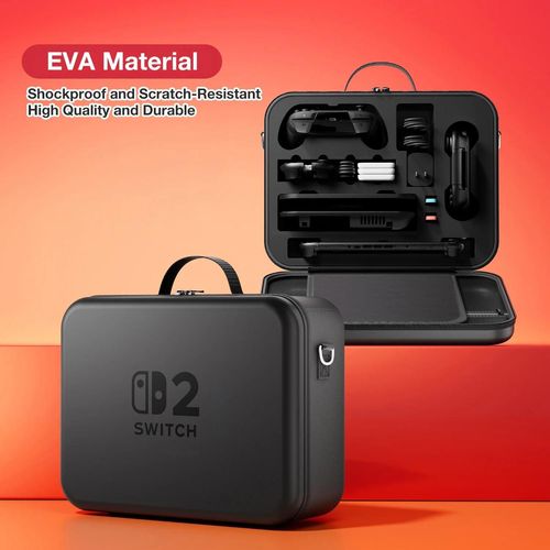 Sac de rangement de grande capacité pour switch2, ensemble complet de sacs de rangement à main pour interrupteur, étui de transport EVA, coque de protection pour accessoires Switch2,Single Pro Black