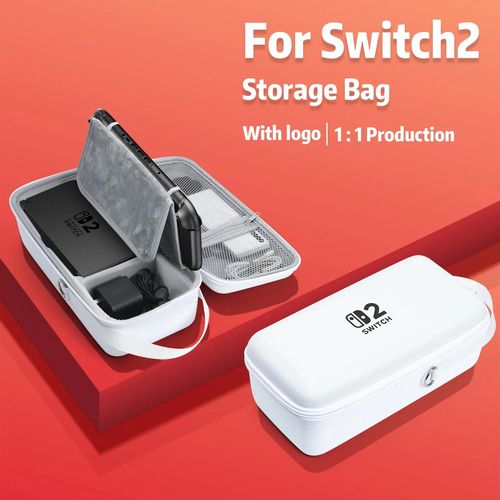 Switch 2 Étui Sac De Rangement Étui De Transport Pour Ns Switch 2 Sac Outable Sac De Rangement À Coque Rigide Pour Switch 2 Accessoires,White
