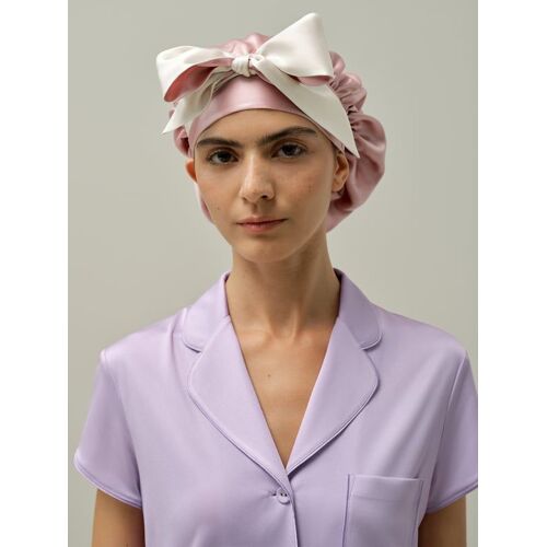 Lilysilk Bonnet De Nuit Soie Réversible Rosy-Pink-Natural-White, Rubans Ajustables, Taille Unique