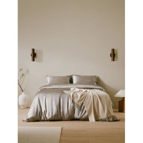 Lilysilk Housse De Couette Soie 19 Momme Sans Couture Gris Argenté 135x200cm - Douce & Durable